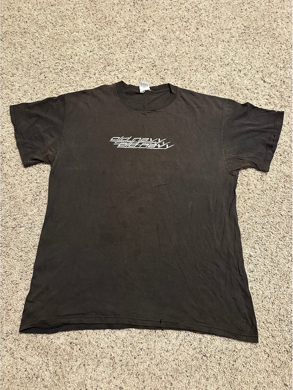 Old Navy Black Graphic T-Shirt, 90% Cotton 10% Polyester, Size L
